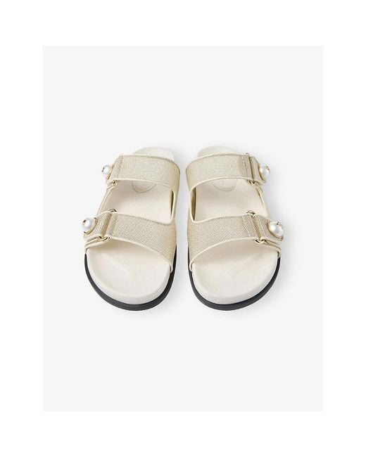 Jimmy Choo White Fayence Mesh Flat Sandals