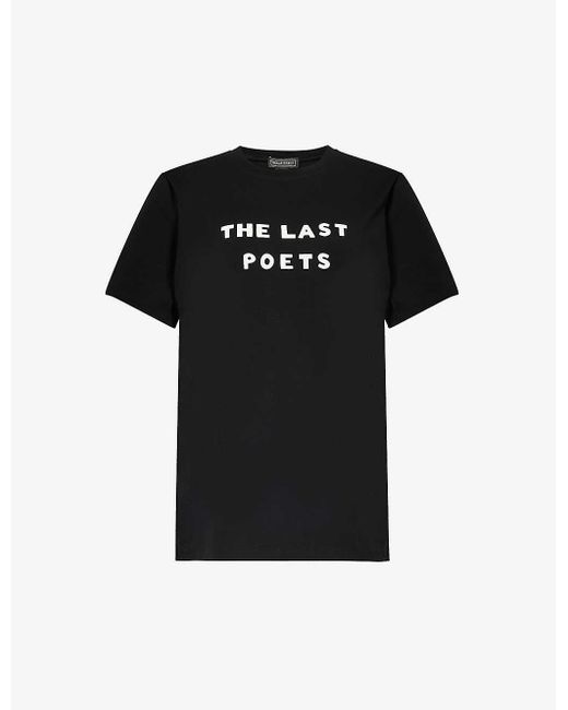 Bella Freud Black The Last Poets Text-print Organic Cotton-jersey T-shirt
