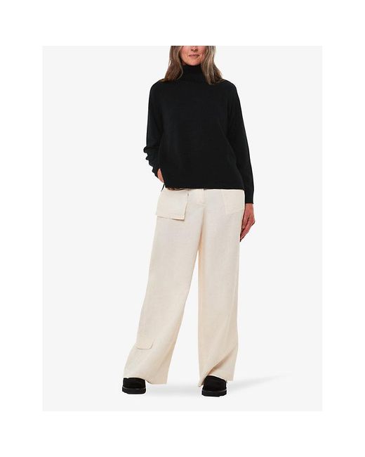 Whistles Black Turtleneck Relaxed-Fit Cashmere Jumper