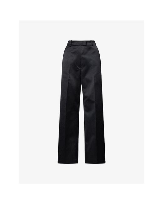 Frankie Shop Black Brickell Wide-Leg Satin Trousers