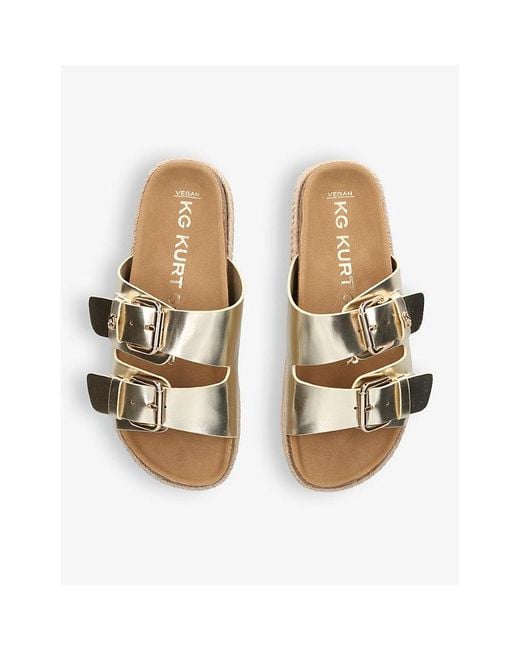 KG by Kurt Geiger Natural Raquel Rope-Sole Metallic Faux-Leather Sandals