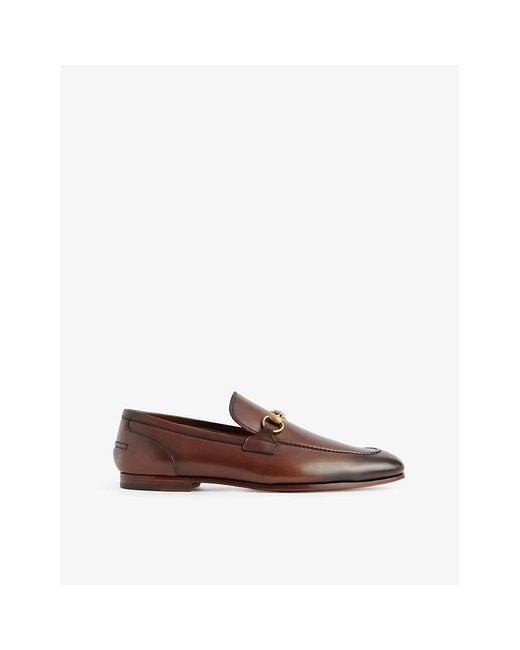 Gucci Brown Jordaan Horsebit-Embellished Leather Loafers for men
