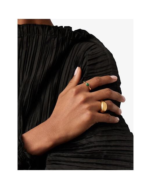 Missoma Metallic Magma Gemstone 18Ct Plated Brass And Malachite Stacking Ring