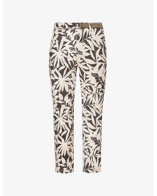 Sacai White Leaf-print Straight-leg Cotton Trouser for men
