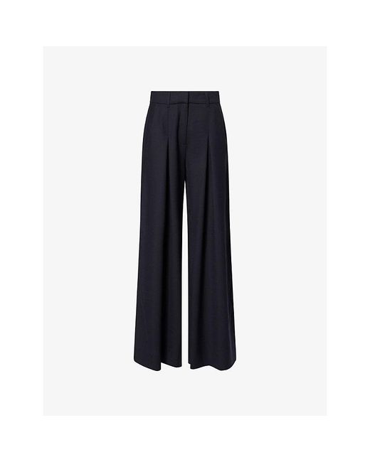 ME+EM Blue Ultimate Wide-Leg Pleat-Front Woven Trousers
