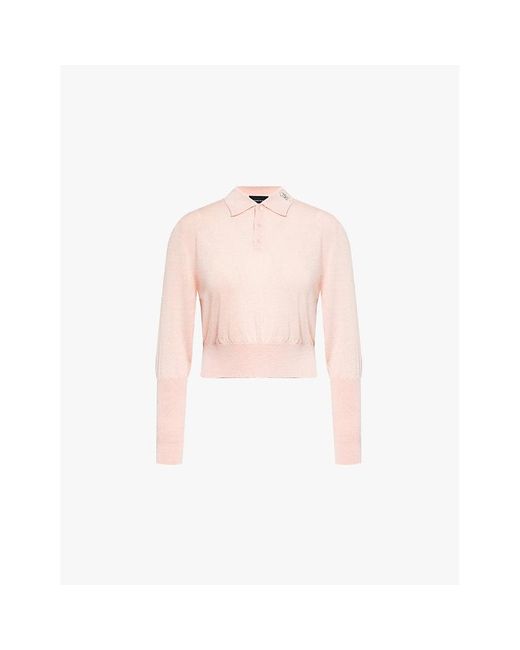 Simone Rocha Pink Crystal-Embellished Merino-Wool And Silk Cardigan