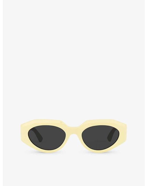Bottega Veneta Yellow Bv1031s Oval-frame Acetate Sunglasses