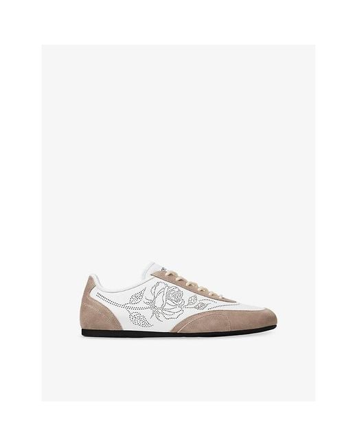 Jimmy Choo White Sunny Perforated Leather And Suede Trainers