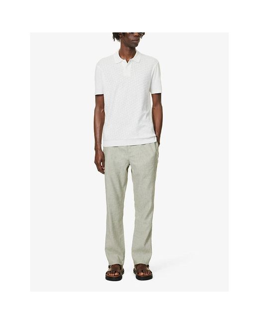 Orlebar Brown White Jarrett Textured-weave Cotton-blend Polo Shirt for men