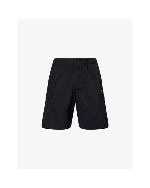 Sandbanks Blue Cargo Logo-Patch Cotton Shorts for men