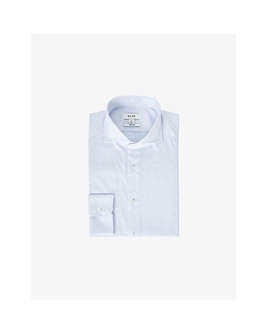 Reiss Blue Storm Reg Long-Sleev Cotton-Twill Shirt for men