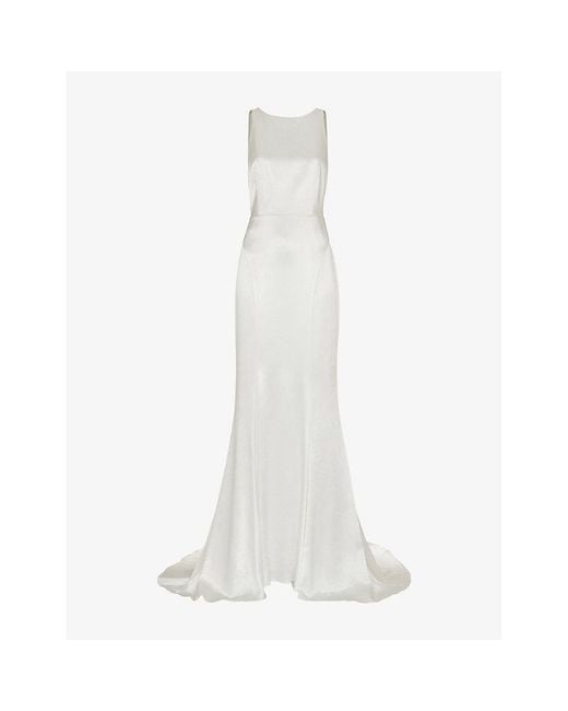 Whistles White Lina Low-Back Satin Wedding Dress
