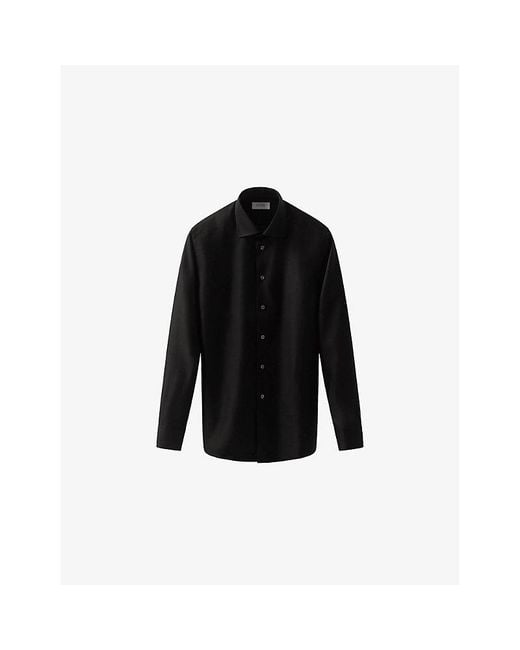 Eton of Sweden Black Cutaway-Collar Single-Cuff Slim-Fit Cotton-Twill Shirt for men
