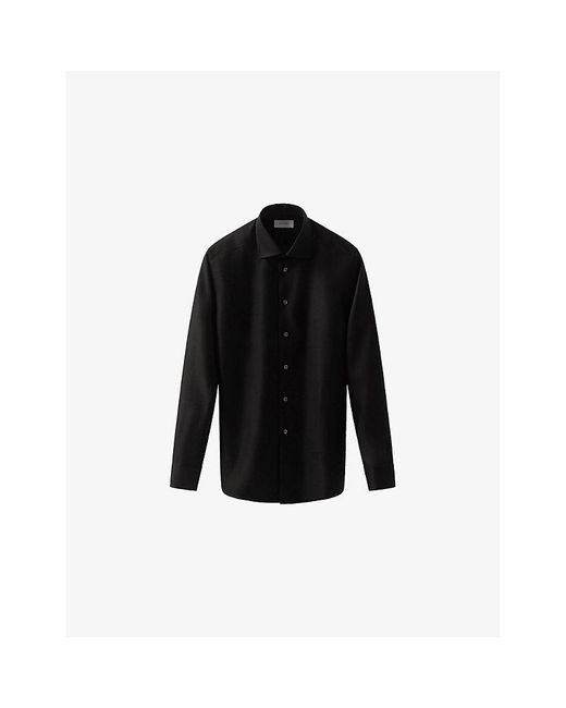 Eton of Sweden Black Cutaway-Collar Single-Cuff Slim-Fit Cotton-Twill Shirt for men