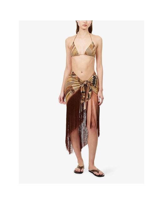 Devon Windsor Brown Paxton Fringed Woven Sarong