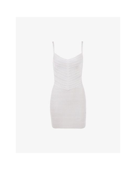 House Of Cb White The Cinch V-Waist Woven Bandage Mini Dress