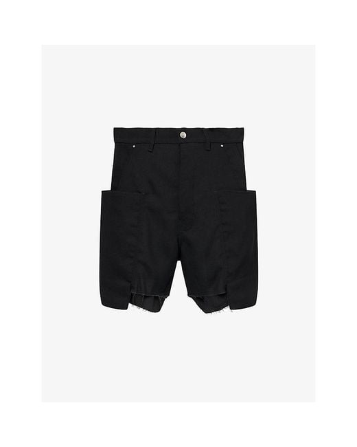 Rick Owens Black Stefan Wool Cargo Shorts for men