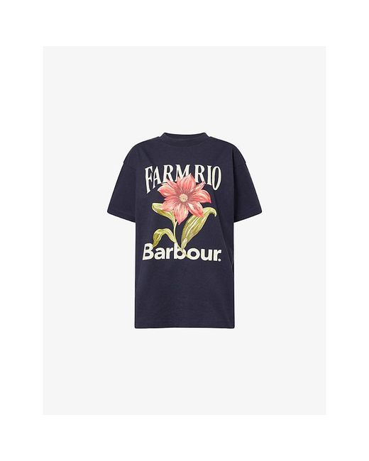 Barbour Blue X Farm Rio Wild Flower Cotton T-Shirt