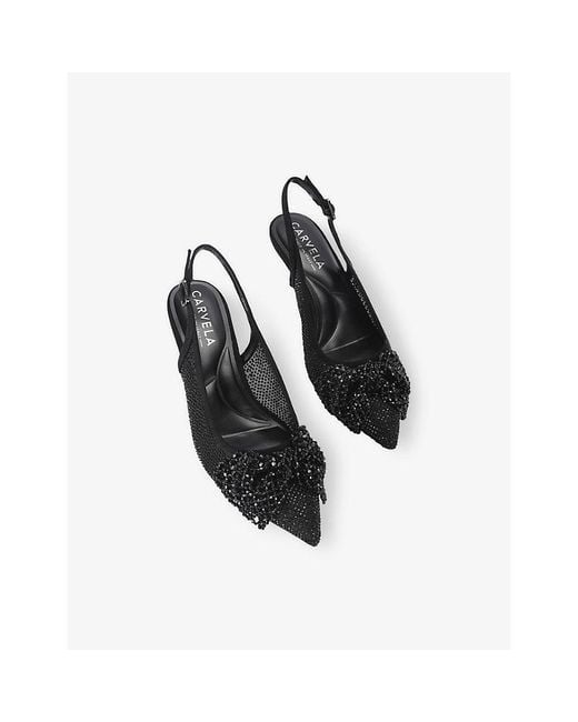 Carvela Kurt Geiger Black Chiara Bow Woven Heeled Slingbacks