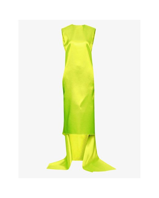Sportmax Green Aedi Draped-hem Woven Midi Dress