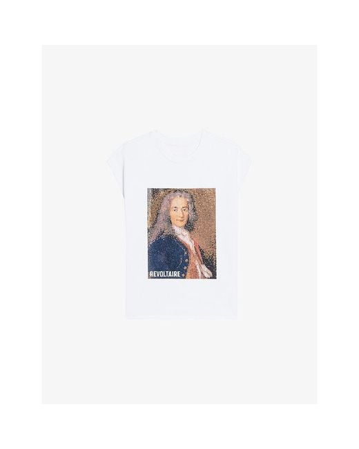 Zadig & Voltaire White Cloex Branded-Print Cotton-Jersey T-Shirt