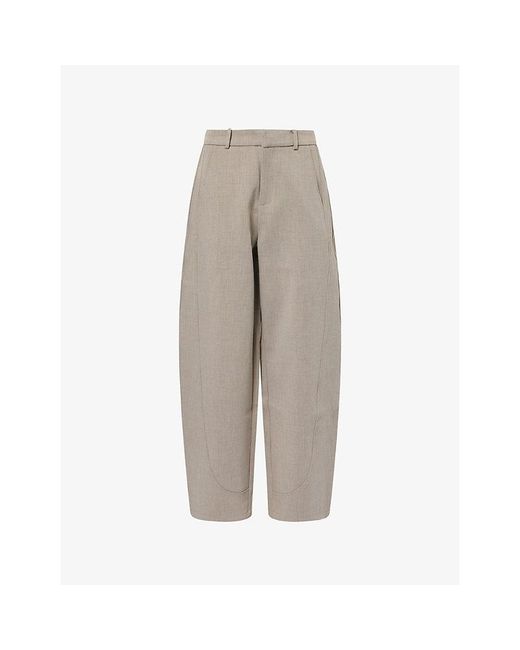 The Couture Club Brown Barrel-Leg Woven Trousers
