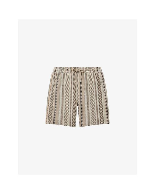 Reiss Natural River Abstract-pattern Stretch-woven Shorts for men