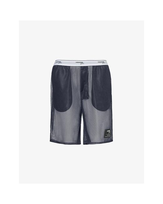 HOMMEGIRLS Gray Branded-waistband Semi-sheer Mesh Shorts