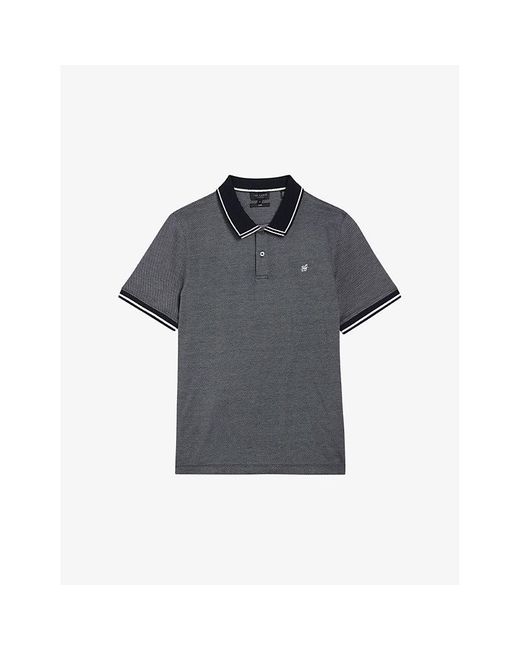 Ted Baker Blue Helta Stripe-trim Cotton Polo Shirt for men