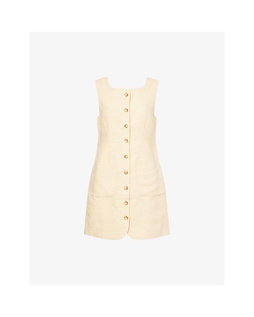 Posse Natural Emma Button-Down Linen Mini Dress