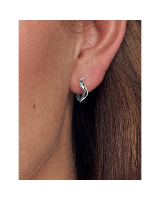 Sif Jakobs White Ellera Waves Pianura Rhodium-Plated Hoop Earrings