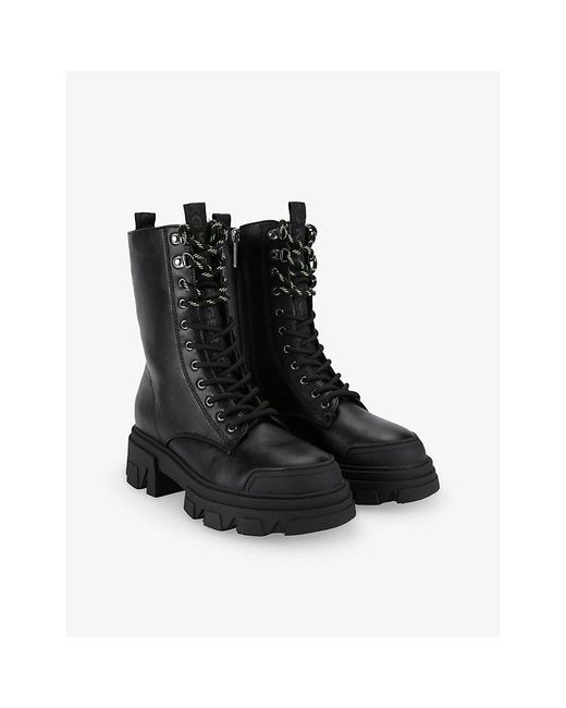 KG by Kurt Geiger Black Trekker Faux-Leather Ankle Boots