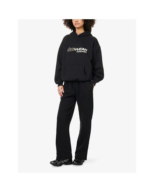 Sisters & Seekers Black Relaxed-Fit Wide-Leg Cotton-Blend Jogging Bottoms