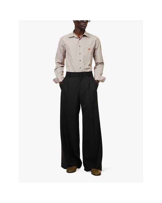 Etro Black Wide-leg Relaxed-fit Stretch-wool Trousers for men