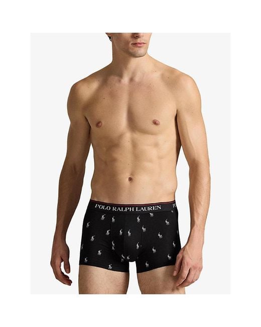 Polo Ralph Lauren Black Classic Pack Of Three Stretch-Cotton Trunks for men
