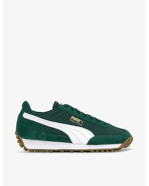 PUMA Green Dark Myrtle White Easy Rider Vintage Panelled Suede Low-top Trainers for men
