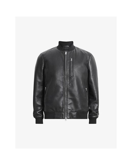 AllSaints Black Kemble Ribbed Bonded-leather Jacket X for men