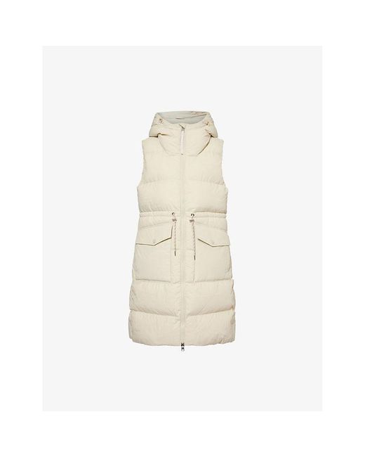 Varley Natural Bone Irving Long Hooded Padded Shell-Down Gilet