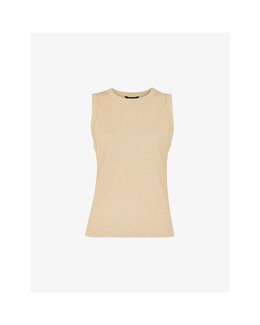 Whistles Natural Luna Scoop-Neck Regular-Fit Sparkle-Knit Tank