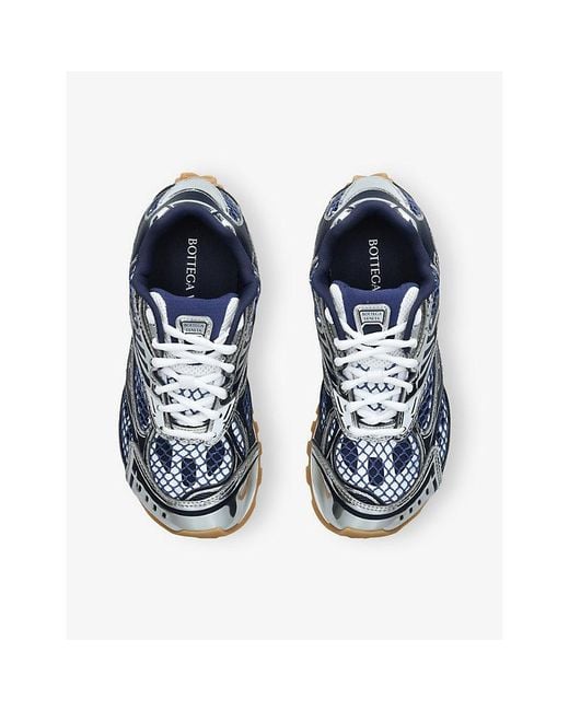 Bottega Veneta Blue Orbit Metallic Woven Low-Top Trainers