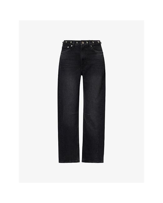 Rails Black Samo Studded Barrel-Leg Denim Jeans