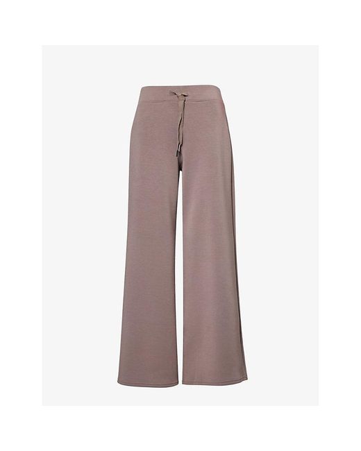 Spanx Brown Air Essentials Wide-leg High-rise Stretch-woven jogging Botto