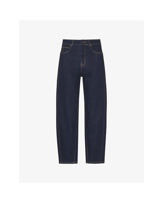 Whistles Blue Barrel-Leg High-Rise Stretch-Denim Jeans