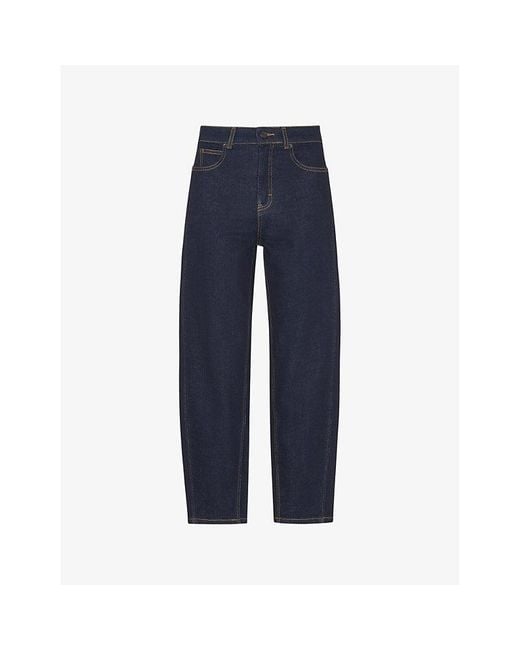Whistles Blue Barrel-Leg High-Rise Stretch-Denim Jeans