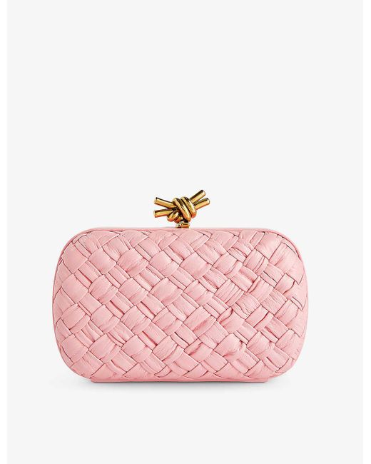 Bottega Veneta Pink Knot Intrecciato-woven Leather Clutch Bag