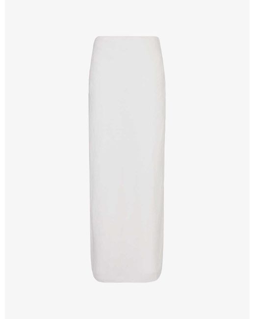 Posse White Aurora Mid-rise Linen Maxi Skirt