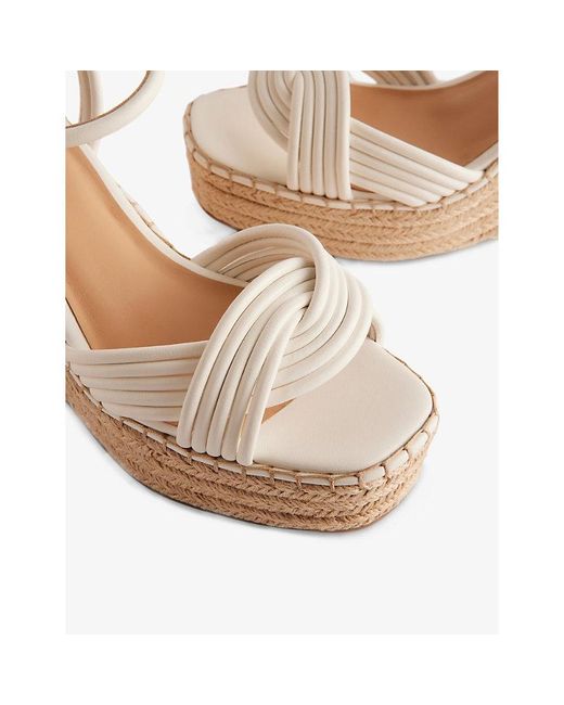 Ted Baker Natural Amaalia Cross-strap Leather-blend Espadrille Wedges