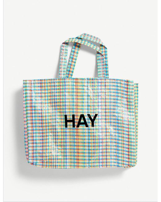 Hay Blue Check Medium Shopper Bag