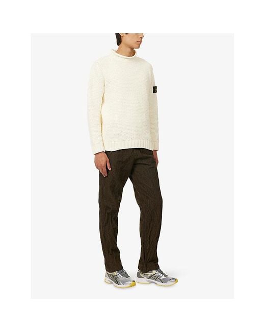Stone Island Wrinkled Corduroy Straight-Leg Cotton-Blend Trousers