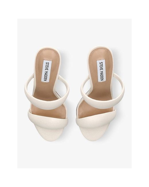 Steve Madden White Saturn Heeled Faux-Leather Sandals